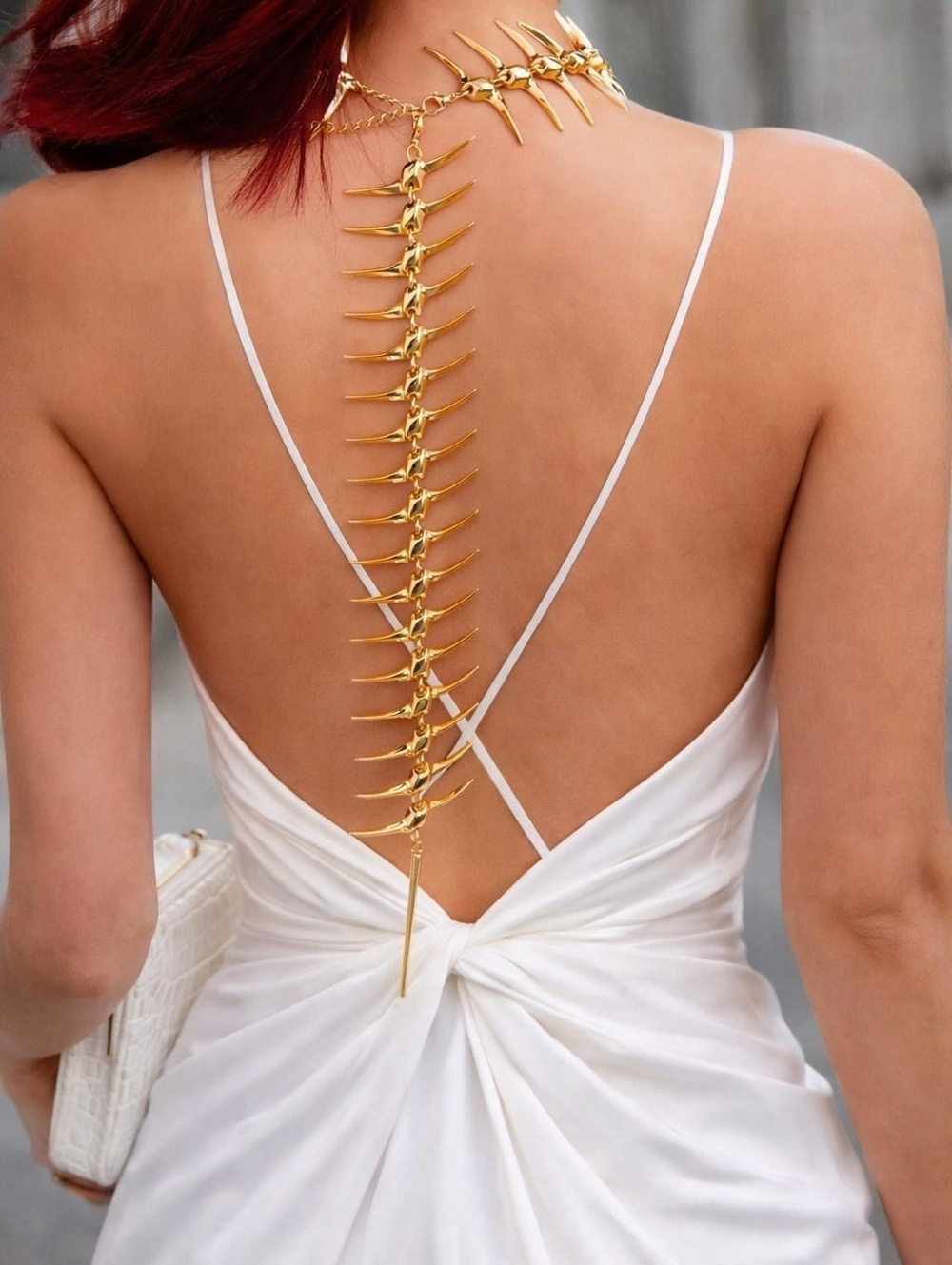 Gold Tone Spine Necklace - Picture 2 of 4